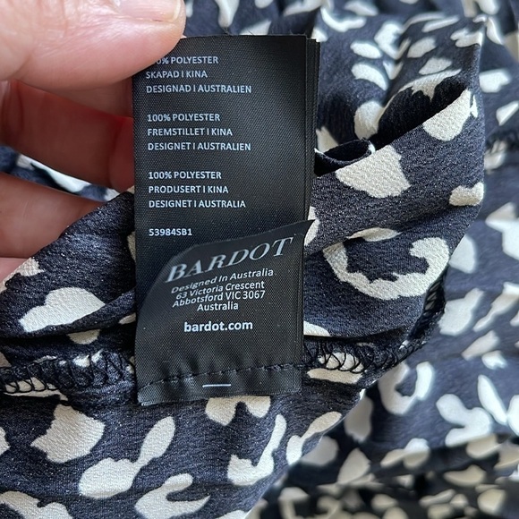 Bardot Black Beige High Waisted Pleated Midi Skirt Size Small / 6 - Picture 8 of 8